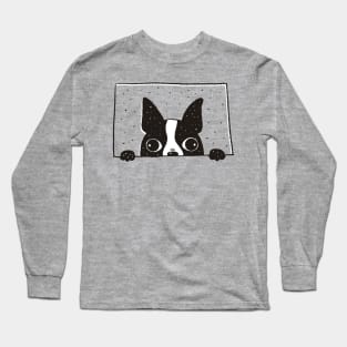 Cute Dog Peeking out of the Window !! - Funny Animals Long Sleeve T-Shirt